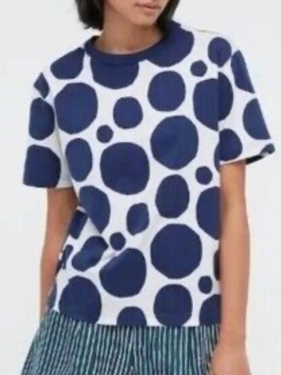 Marimekko Tops - Marimekko Kivet and Uniqlo collab navy polka dots short sleeve tee NWT